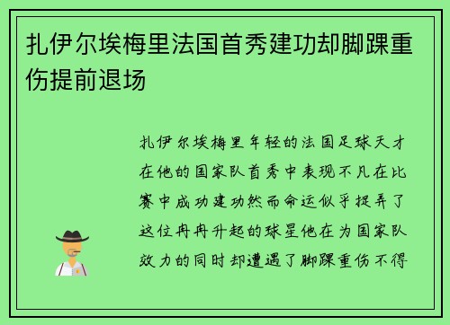 扎伊尔埃梅里法国首秀建功却脚踝重伤提前退场 扎伊尔埃梅里法国首秀建功却脚踝重伤提前退场